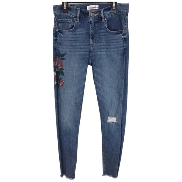 LOFT Modern Skinny Raw Hem Painted Floral Jeans - Picture 6 of 12